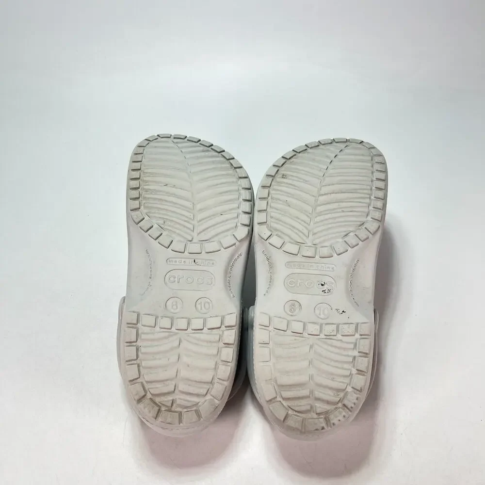 Crocs Classic Clog Light Grey Casual Jibbitz Charms Slip On Shoes Men's Size 8